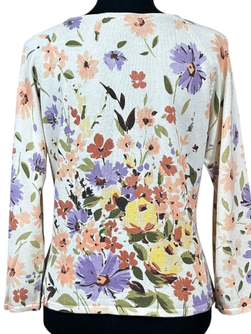 Norton McNaughton Multi Floral Long Sleeve Pullover Cotton Blend Sweater Size M - Picture 3 of 8